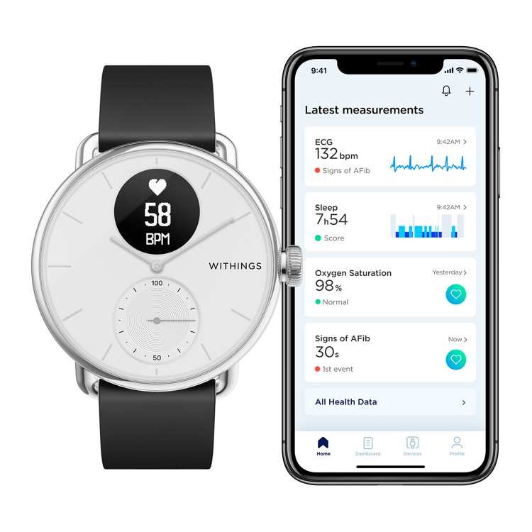 Mynd Withings Scanwatch 38mm hvítt