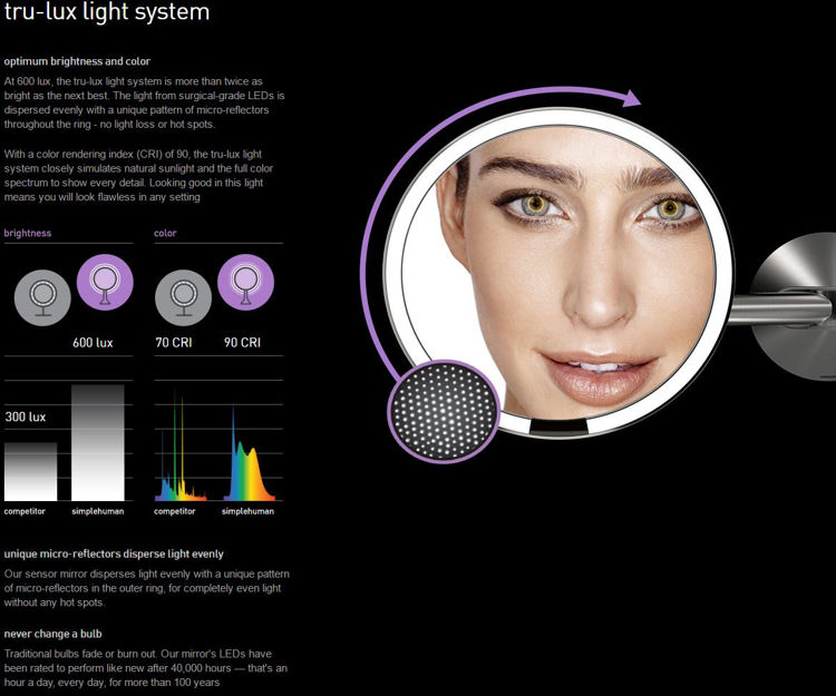 Mynd simplehuman snyrtispegill á vegg